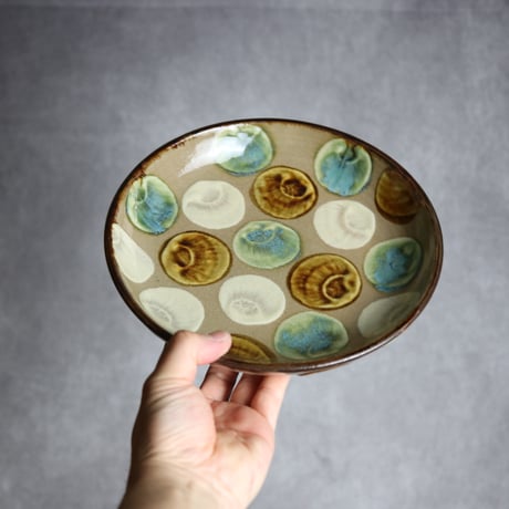 7寸皿1 貝紋 やちむん 陶器 エドメ陶房:7201005