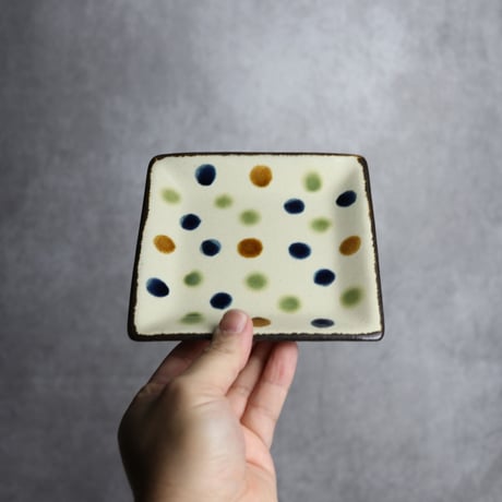 正方皿 小 ドット やちむん 陶器 一翠窯:7021005