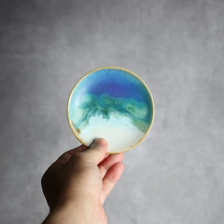 3寸皿 ラグーン やちむん 陶器 atelier qucchane:7026046