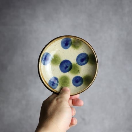 4寸皿 ドット 青 緑 やちむん 陶器 陶芸こまがた:7006085