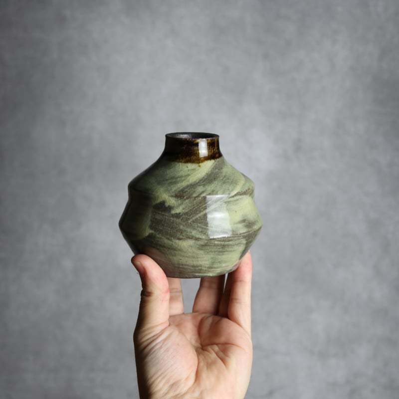 陶器　一輪挿し　作家物 mk-l-5.jpg