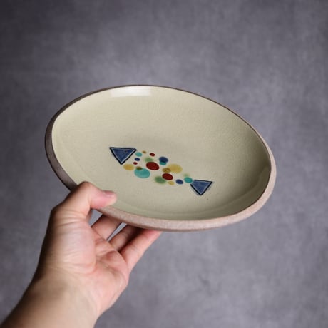 赤絵ちゃんぷるー皿 大 魚 やちむん 陶器 一翠窯:7021011