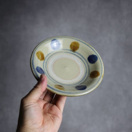 5寸皿S2 飴 呉須釉 点打 やちむん 陶器 北窯 松田米司工房:7003004