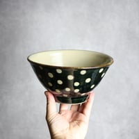 6寸マカイ 呉須釉 蝋抜 点打 やちむん 陶器 真南風工房:7011011