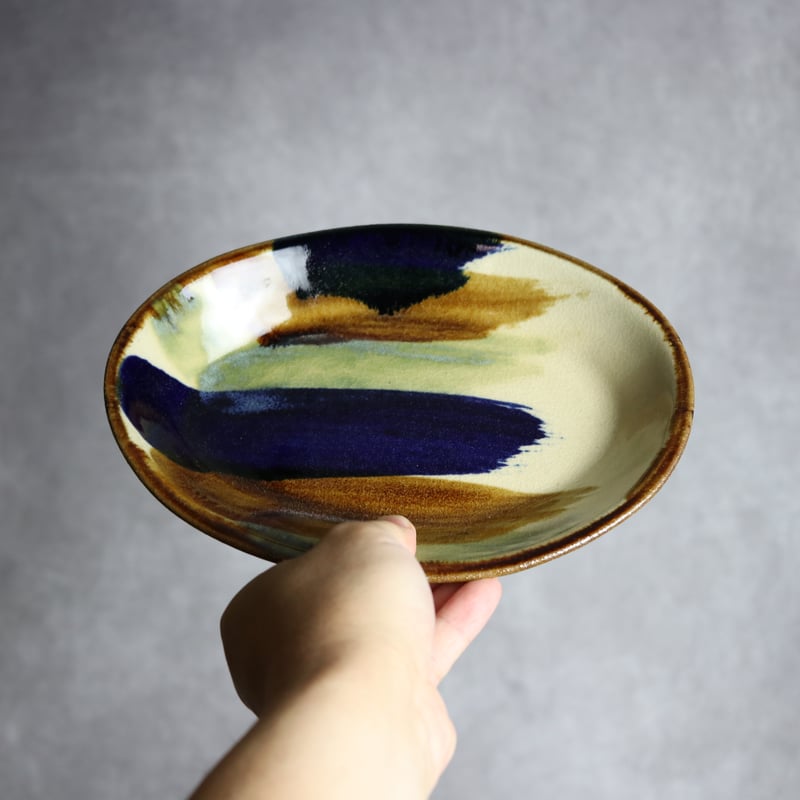 オーバル皿2 ライン紋 やちむん 陶器 エドメ陶房:7201002 | MADE IN OKI