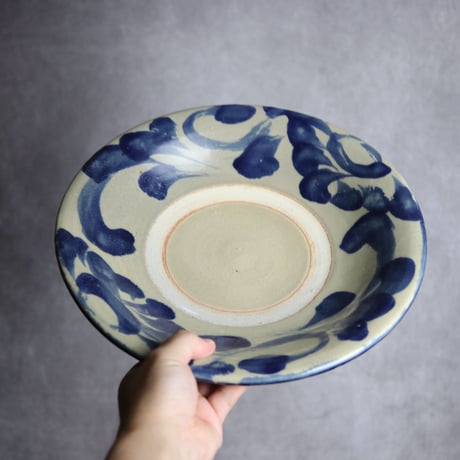 尺皿S1 呉須釉 菊花唐草 やちむん 陶器 北窯 松田米司工房:7003008