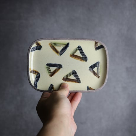 長角皿 小 櫛目三角 やちむん 陶器 一翠窯:7021001