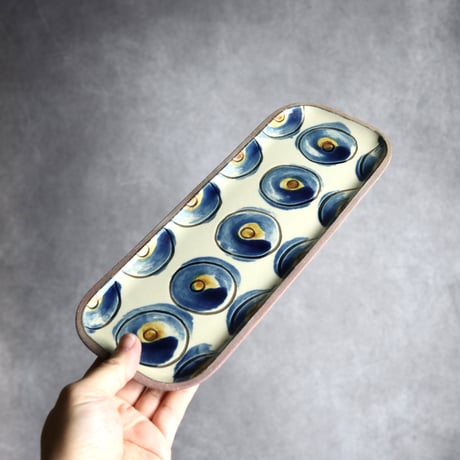 長角皿 長 ポミエ 呉須 やちむん 陶器 一翠窯:7021004