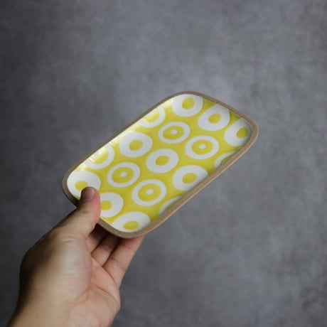 長角皿 小 ヘゴ 黃 やちむん 陶器 一翠窯:7021001