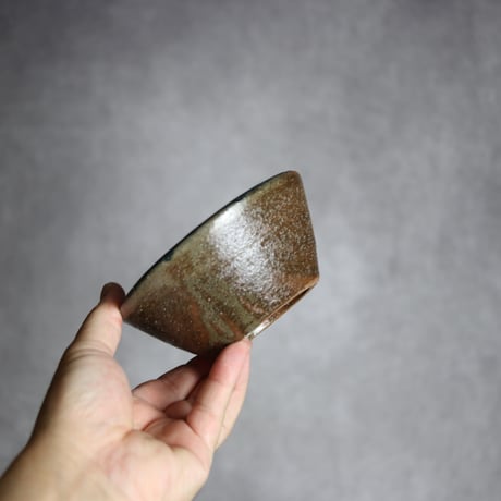 4寸鉢S1 呉須 緑釉 菊花双葉 やちむん 陶器 漂窯:7010012