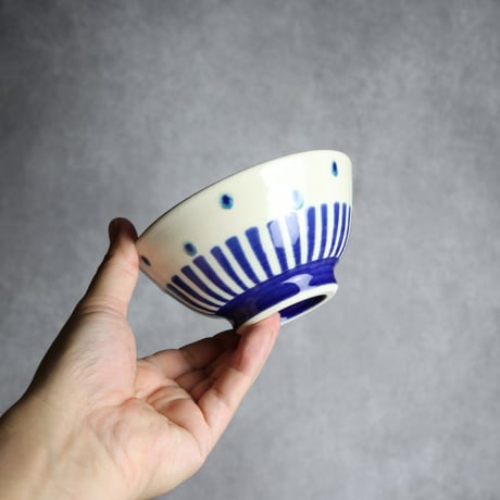 4寸マカイ 呉須釉 ストライプ やちむん 陶器 高江洲陶磁器:7205009