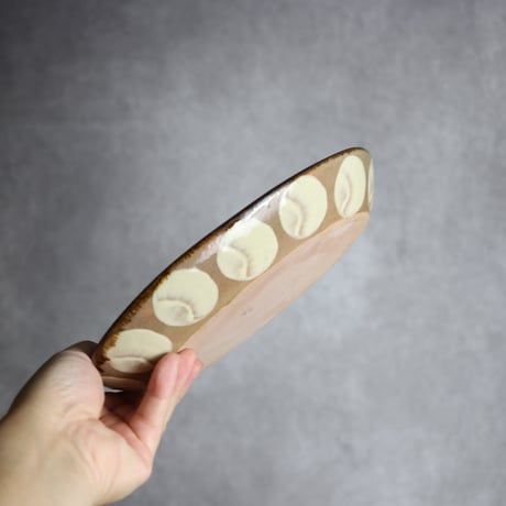 オーバル皿2 三彩丸紋 やちむん 陶器 エドメ陶房:7201002
