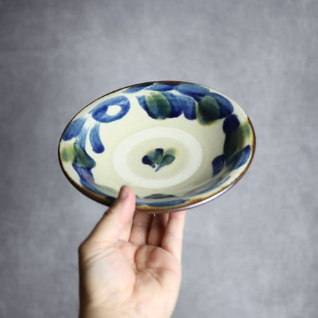 6寸皿1S 呉須 緑釉 唐草 陶器 いずみ窯 島袋工房:7028015