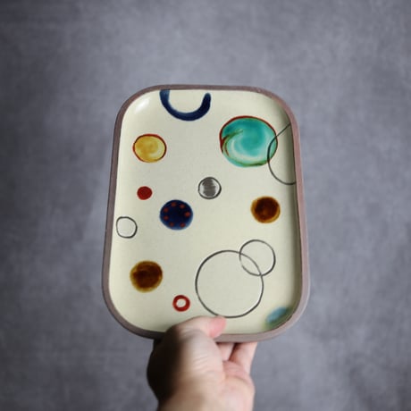 長角皿 大 赤絵 プリズム やちむん 陶器 一翠窯:7021019