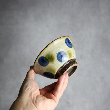 4寸マカイ 青 緑 ドット やちむん 陶器 陶芸こまがた:7006071