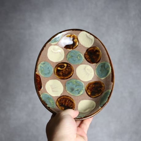 オーバル皿2 貝紋 やちむん 陶器 エドメ陶房:7201002