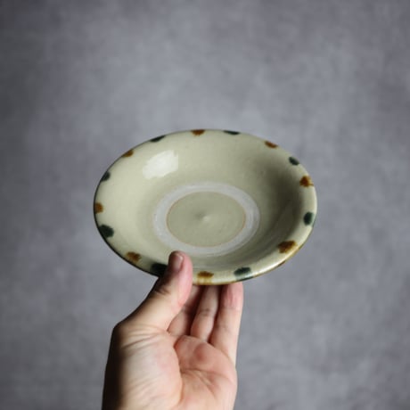 5寸皿S1 飴 呉須釉 縁点打 やちむん 陶器 北窯 松田米司工房:7003004