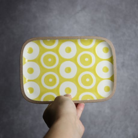 長角皿 中 ヘゴ 黃 やちむん 陶器 一翠窯:7021002