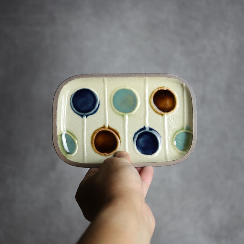 長角皿 小 バルーン やちむん 陶器 一翠窯:7021001 | MADE IN OKINAW
