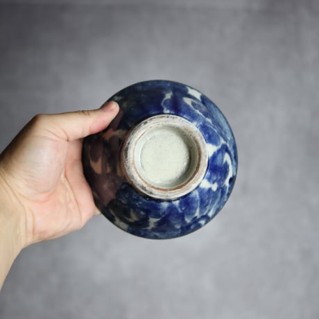 4寸マカイ5 呉須釉 唐草 やちむん 陶器 榮一工房:7013034