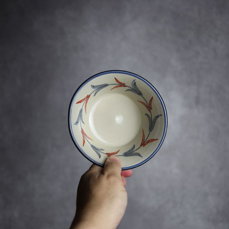4寸鉢 赤絵ブーゲンビレア やちむん 陶器 陶眞窯:7001324 | MADE