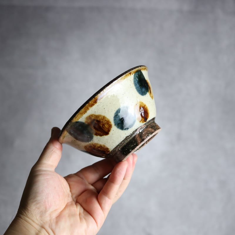 4寸マカイ 紺 茶 ドット やちむん 陶器 陶芸こまがた:7006072 | MADE