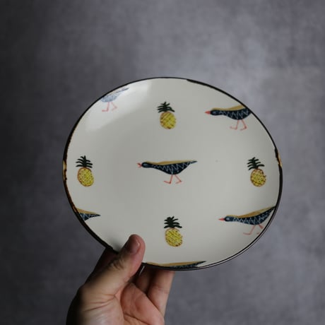 6寸皿B ヤンバルクイナパイン やちむん 陶器 アトリエクッチャネ:7026008
