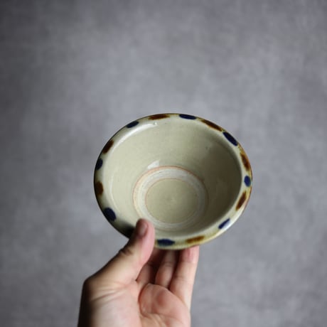 4寸ワンブーS2 飴 呉須釉 縁点打 やちむん 陶器 北窯 松田米司工房:7003013