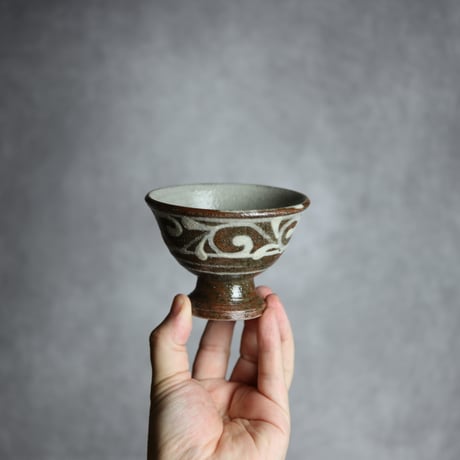 3寸 高杯鉢1 イッチン 唐草 やちむん 陶器 榮一工房:7013169