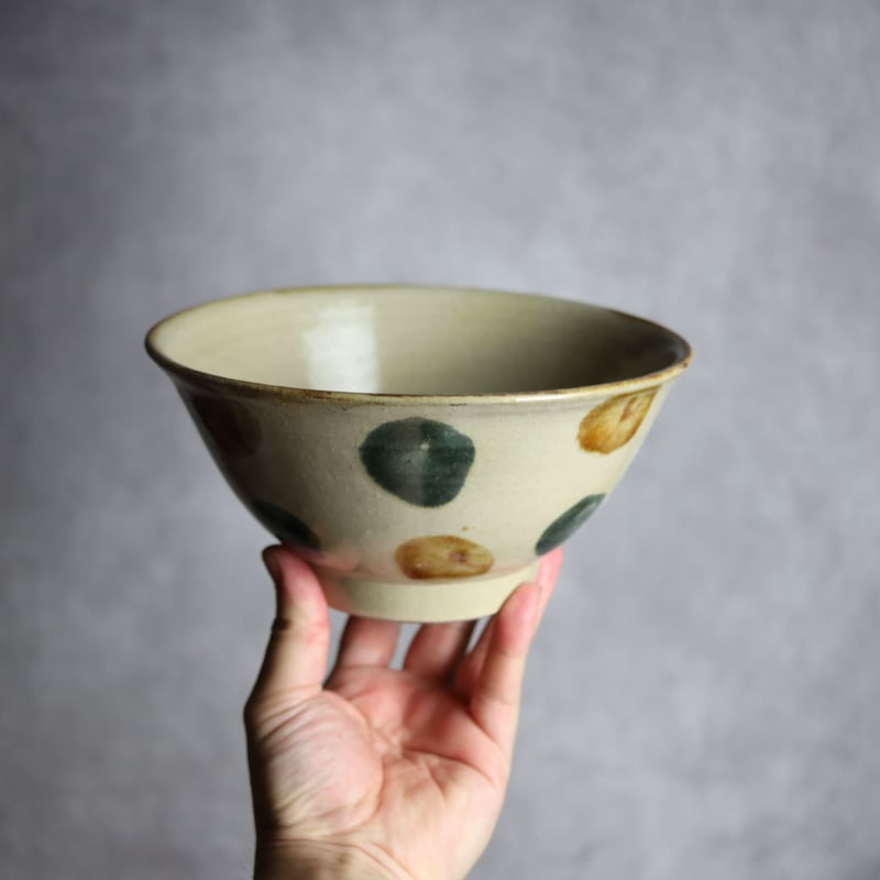 6寸マカイS1 飴 呉須釉 点打 やちむん 陶器 北窯 松田米司工房:7003012