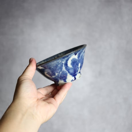 4寸マカイ5 呉須釉 唐草 やちむん 陶器 榮一工房:7013034