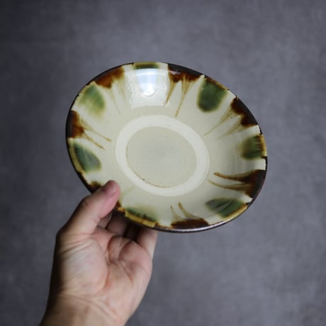 6寸皿2S 三彩 線描 陶器 いずみ窯 島袋工房:7028015