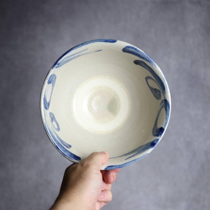 6寸マカイ2 飴 呉須釉 菊唐草 やちむん 陶器 茂生窯:7015042 | MADE IN