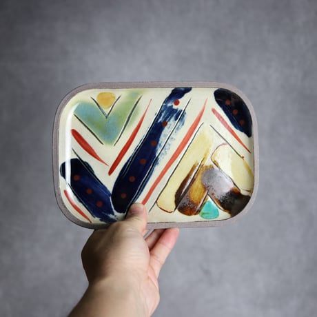 長角皿 中 赤絵 W やちむん 陶器 一翠窯:7021018