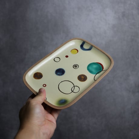 長角皿 中 赤絵 プリズム やちむん 陶器 一翠窯:7021018