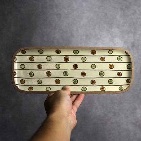 長角皿 長 ガーランド マル やちむん 陶器 一翠窯:7021004