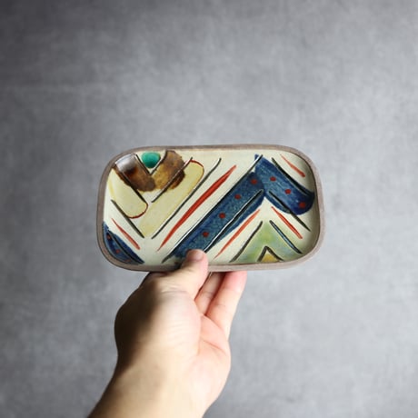 長角皿 小 赤絵 W やちむん 陶器 一翠窯:7021017