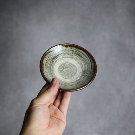 3.5寸皿3S 緑釉 刷毛目 やちむん 陶器 北窯 松田共司工房:7004003