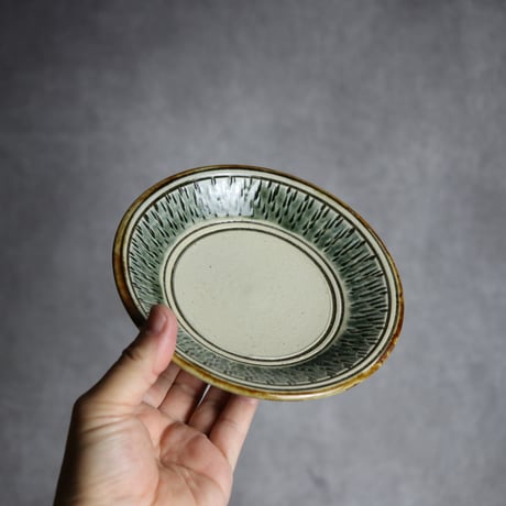 5寸皿1 呉須釉 飛鉋 やちむん 陶器 百草陶房 : 7032005