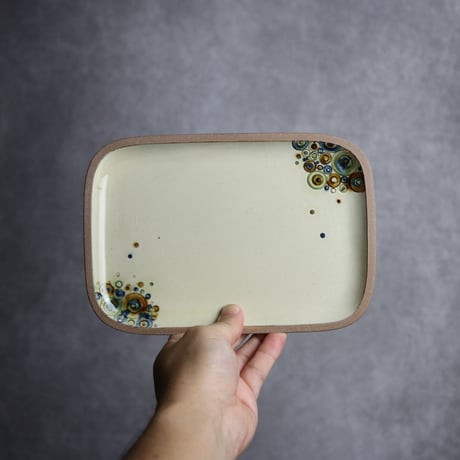 長角皿 中 シャボン やちむん 陶器 一翠窯:7021002