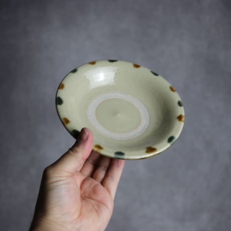 5寸皿S1 飴 呉須釉 縁点打 やちむん 陶器 北窯 松田米司工房:7003004