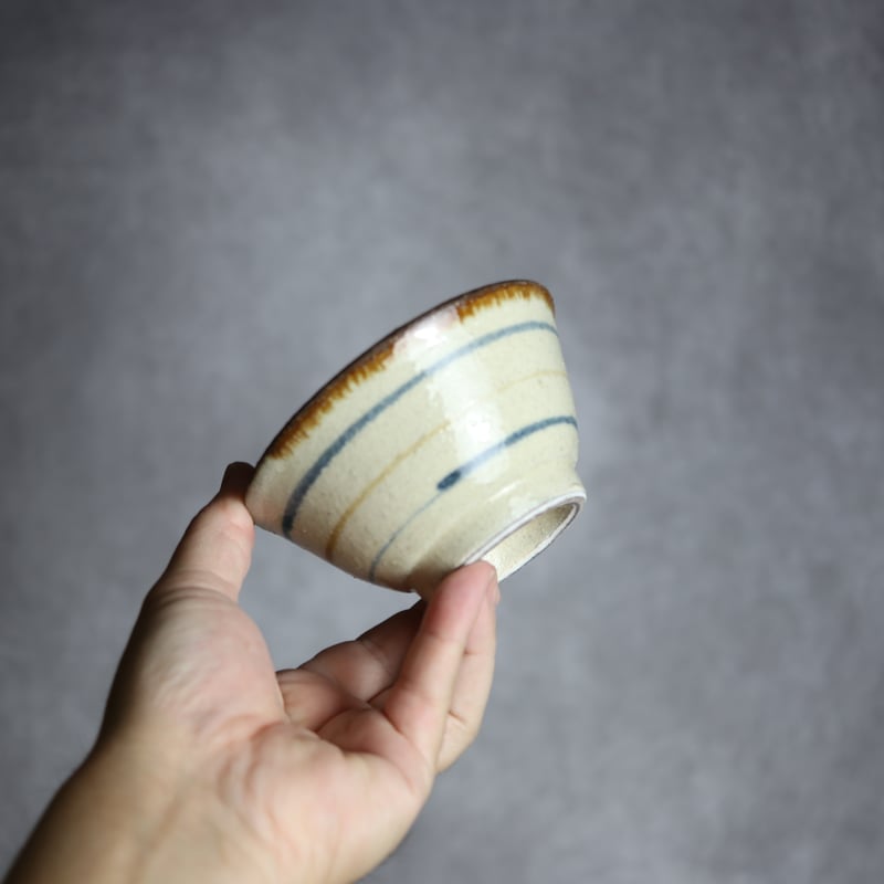 3.5寸マカイ1 飴 呉須釉 線描 やちむん 陶器 北窯 松田共司工房
