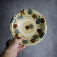 6寸皿1 三彩 飛鉋 点打 やちむん 陶器 北窯 宮城正享工房:7005006