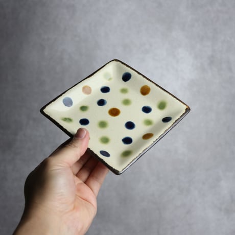 正方皿 小 ドット やちむん 陶器 一翠窯:7021005