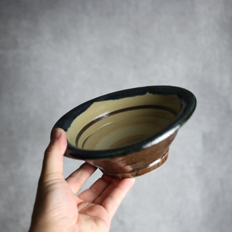 6寸ワンブー1 呉須釉 指描 やちむん 陶器 北窯 宮城正享工房:7005019 ※重い
