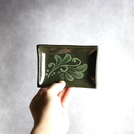 長角皿 口8.5×12 呉須白いっちん やちむん 陶器 陶眞窯:7001269