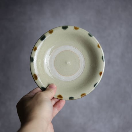 5寸皿S1 飴 呉須釉 縁点打 やちむん 陶器 北窯 松田米司工房:7003004