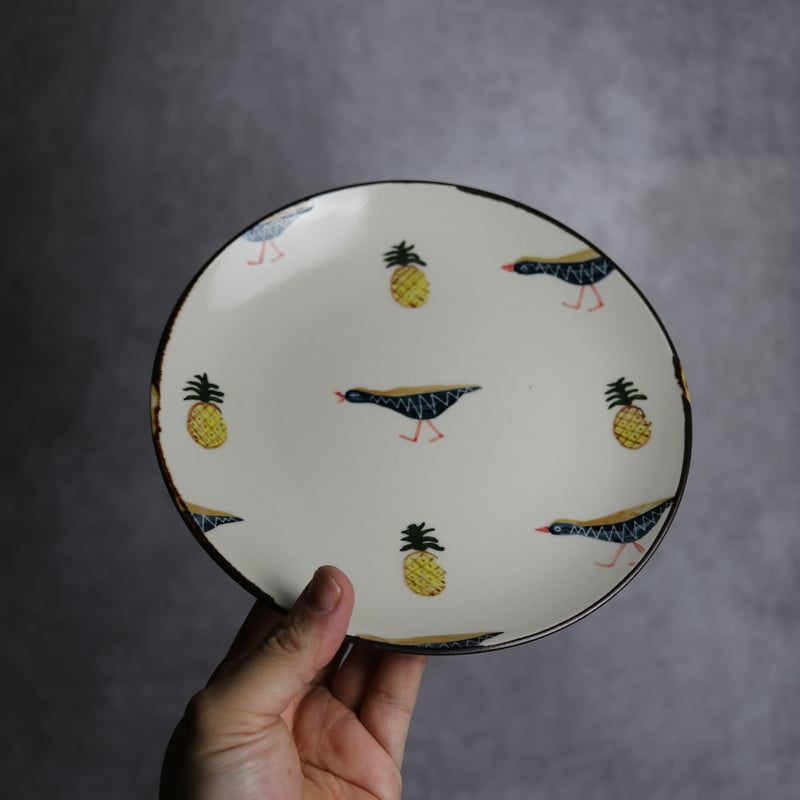 6寸皿B ヤンバルクイナパイン やちむん 陶器 アトリエクッチャネ