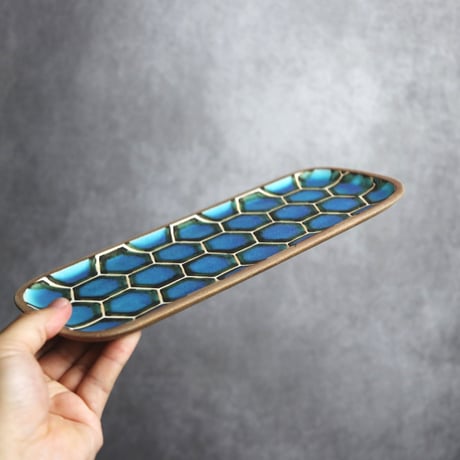 長角皿 長 カメ やちむん 陶器 一翠窯:7021004