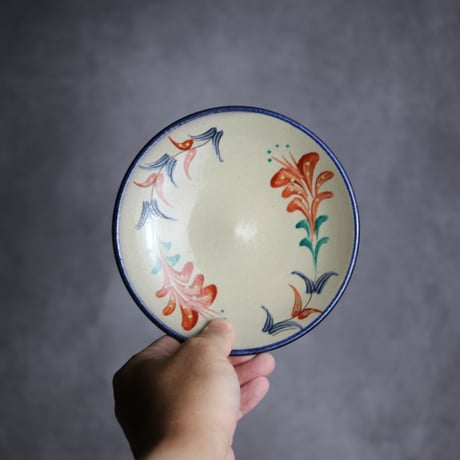 琉球壷屋焼 陶真窯 相馬正和 作 琉球赤絵魚文尺皿 やちむん